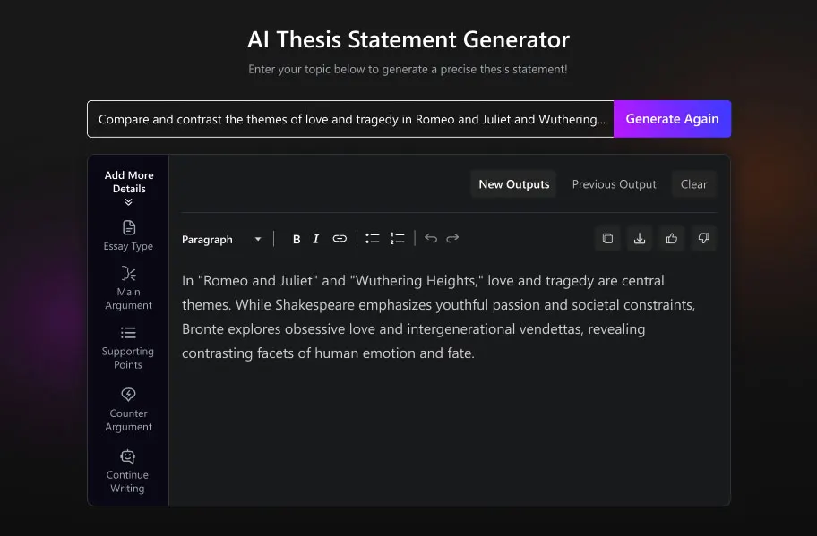 Compare and Contrast Thesis Statement output